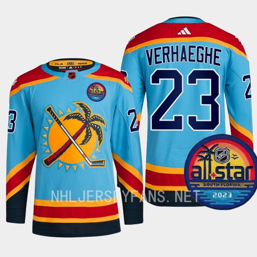 men panthers carter verhaeghe reverse retro 2023 all star patch blue jersey