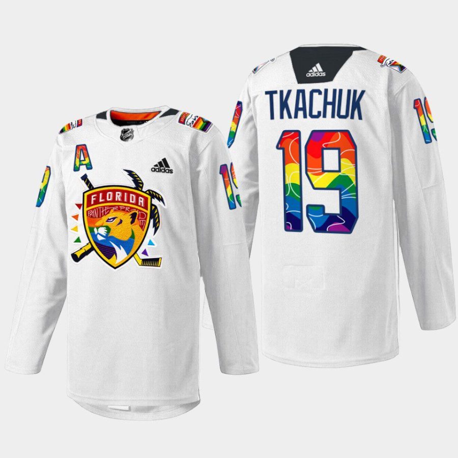 men panthers matthew tkachuk warmup pride night 2023 white jersey