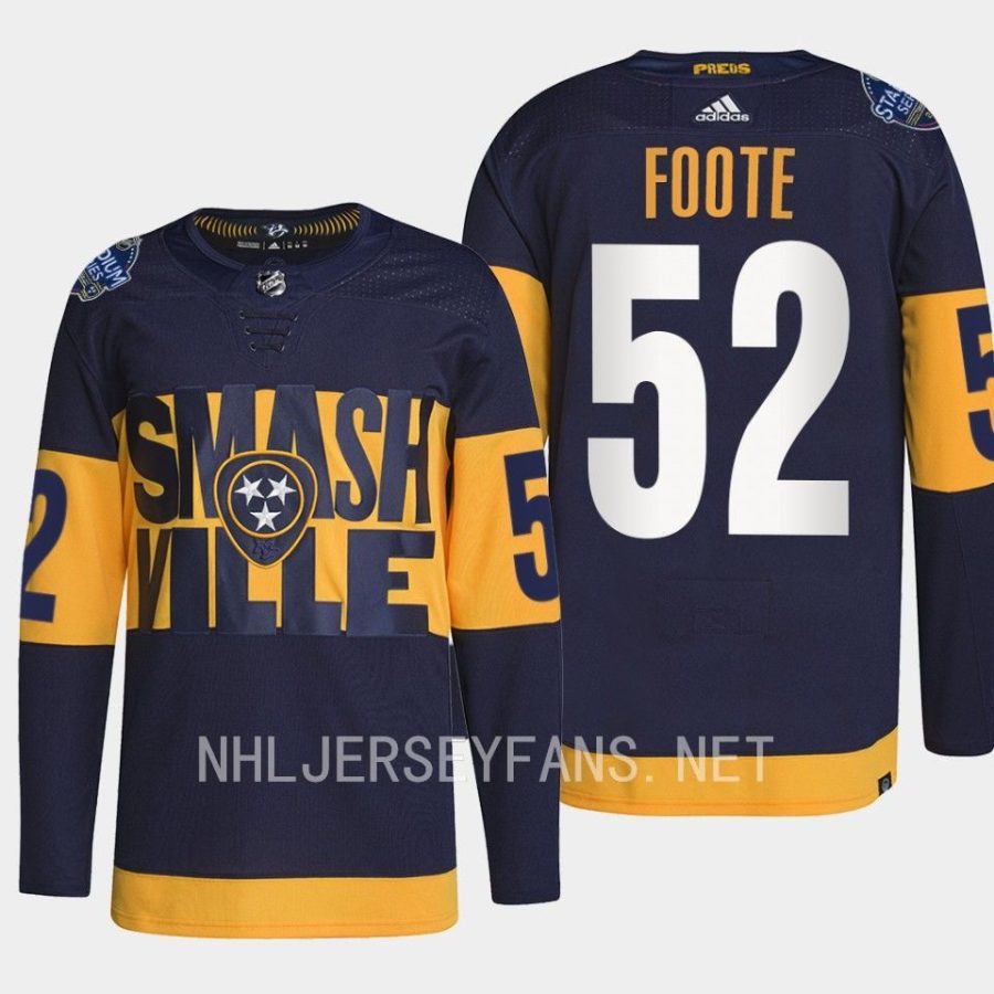 men predators cal foote authentic pro 2023 stadium series navy jersey