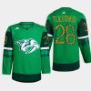 men predators eeli tolvanen warm up st. patricks day 2022 green jersey