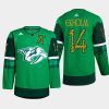 men predators mattias ekholm warm up st. patricks day 2022 green jersey