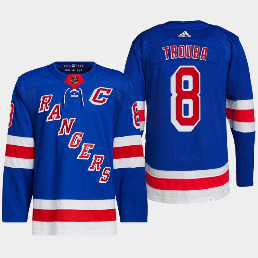 men rangers jacob trouba captain patch primegreen authentic blue jersey