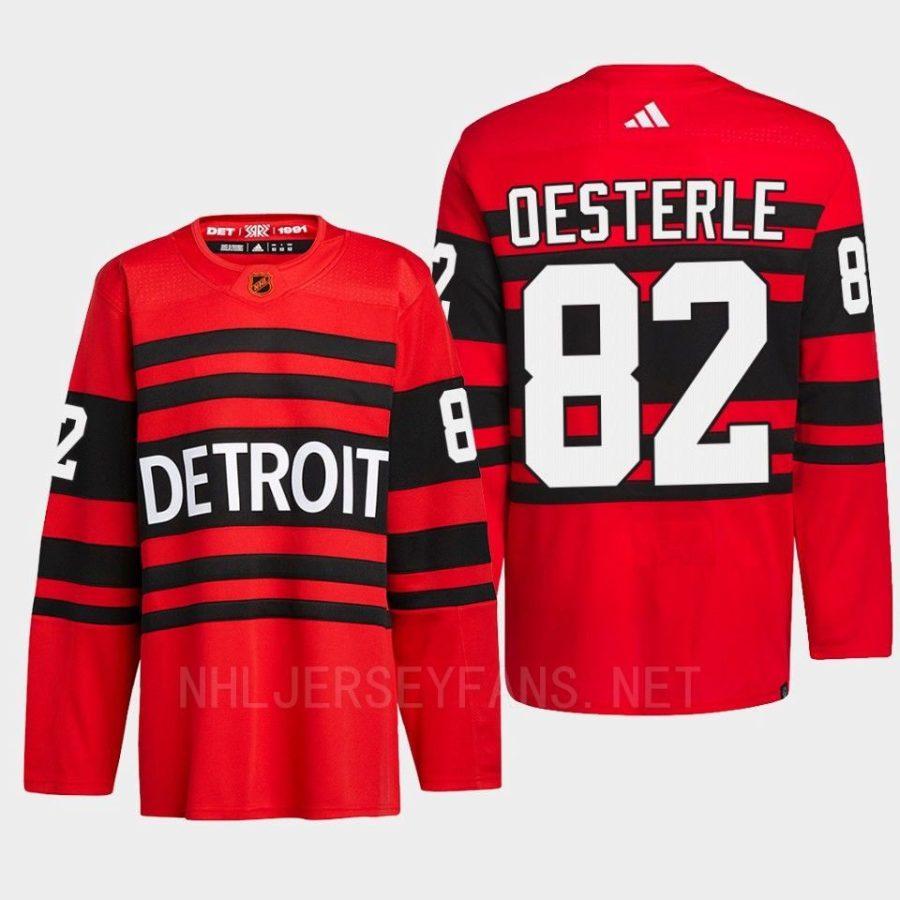 men red wings jordan oesterle 2022 authentic pro reverse retro 2.0 red jersey