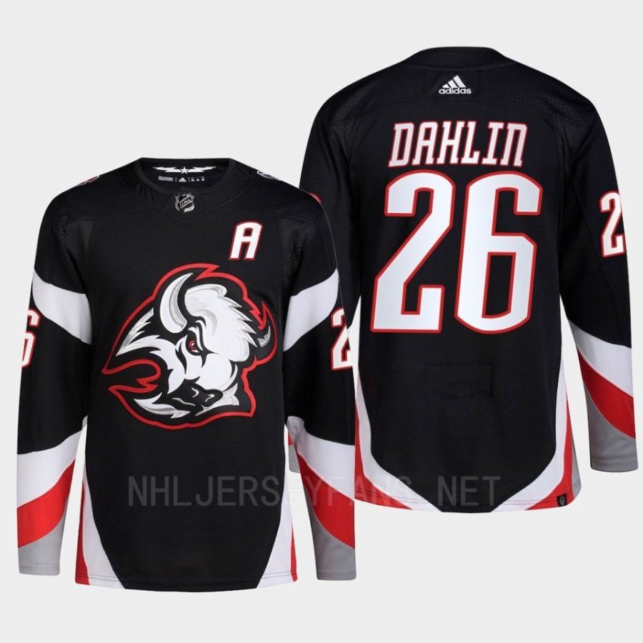 men sabres rasmus dahlin 2022 23 primegreen authentic goathead third black jersey