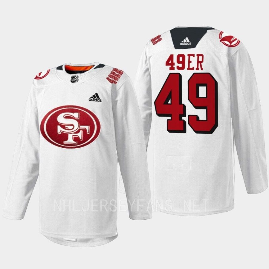 men sharks 2022 specialty warm up 49er mash up white jersey