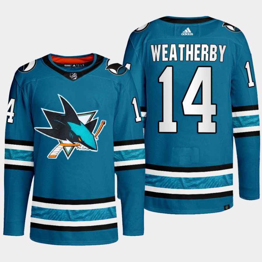 men sharks jasper weatherby 2022 23 primegreen authentic home teal jersey