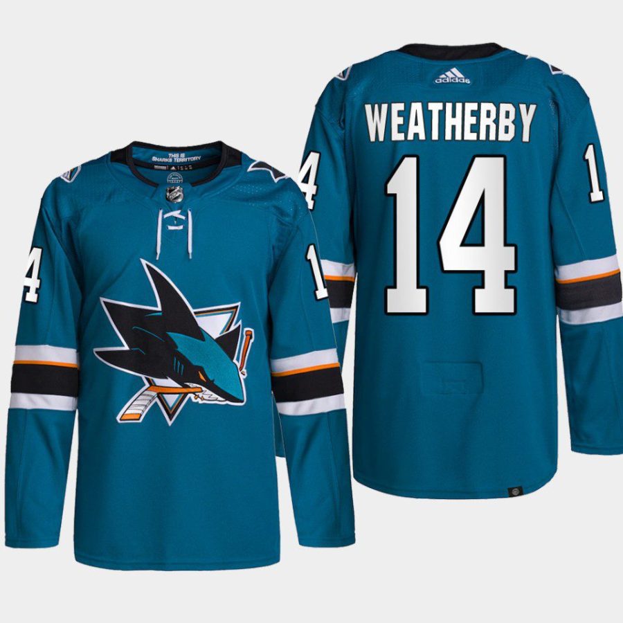 men sharks jasper weatherby 2022 home primegreen authentic teal jersey