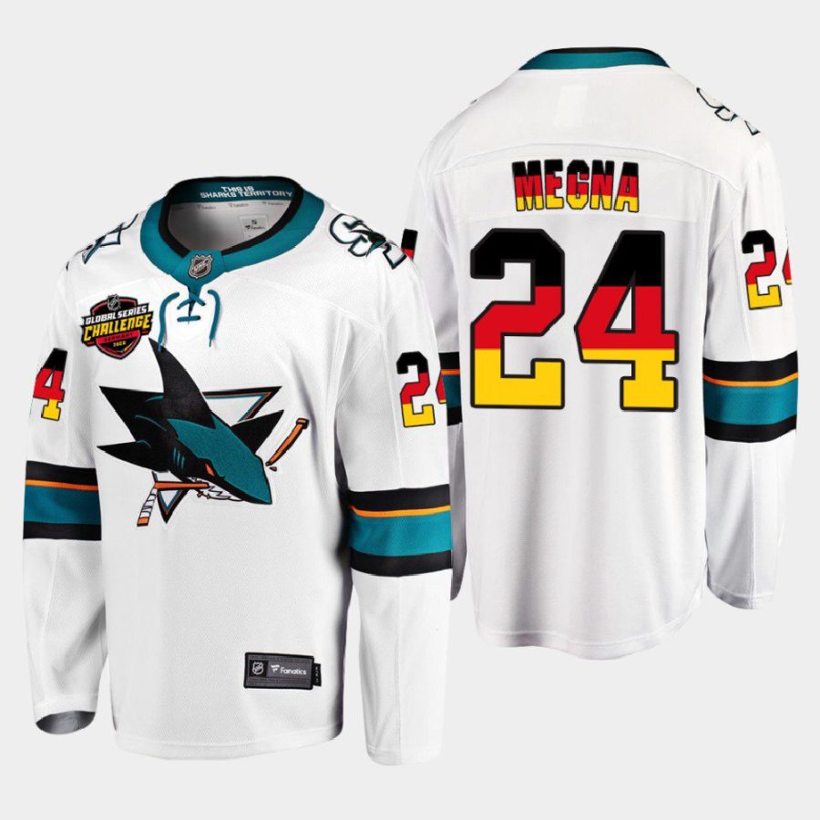 men sharks jaycob megna germany challenge 2022 nhl global series white jersey