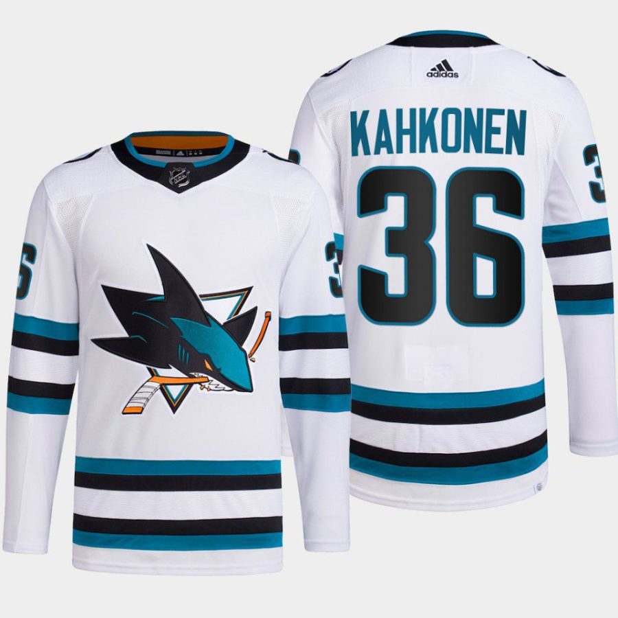 men sharks kaapo kahkonen 2022 23 primegreen authentic away white jersey