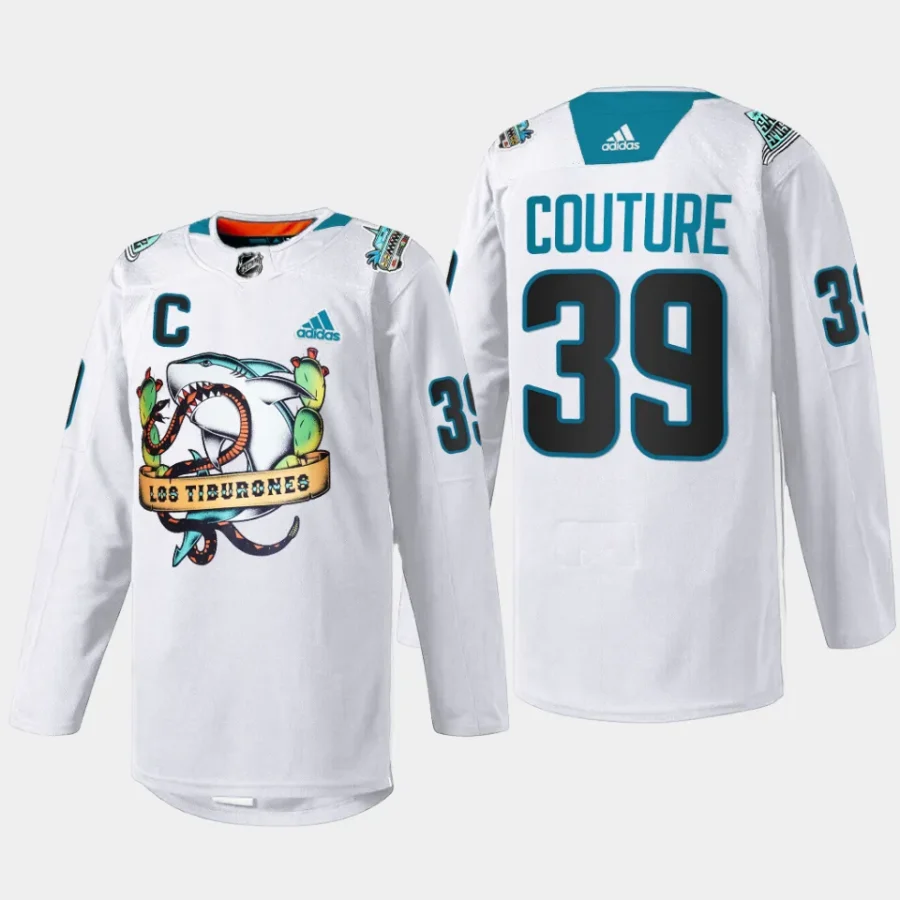 men sharks logan couture special 2023 los tiburones white jersey