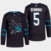 men sharks matt benning 2022 alternate primegreen authentic black jersey