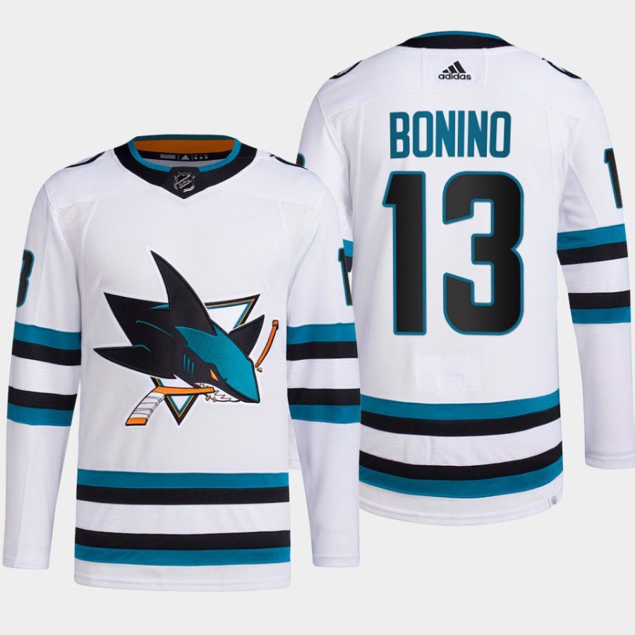 men sharks nick bonino 2022 23 primegreen authentic away white jersey