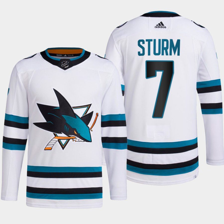 men sharks nico sturm 2022 23 primegreen authentic away white jersey