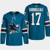 men sharks thomas bordeleau 2022 home primegreen authentic teal jersey