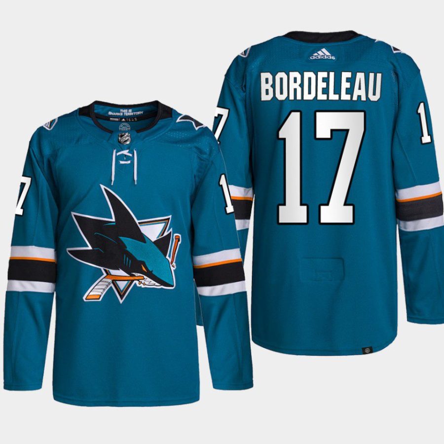 men sharks thomas bordeleau 2022 home primegreen authentic teal jersey