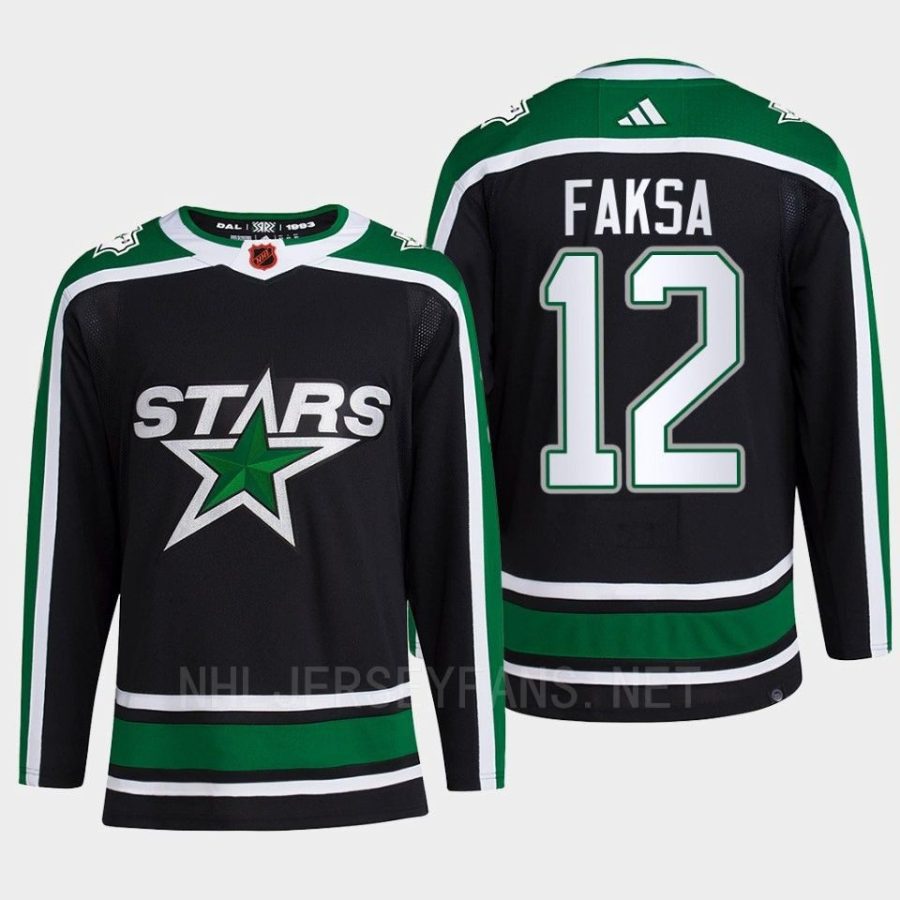 men stars radek faksa 2022 authentic pro reverse retro 2.0 primegreen black jersey