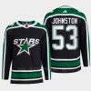 men stars wyatt johnston 2022 authentic pro reverse retro 2.0 primegreen black jersey