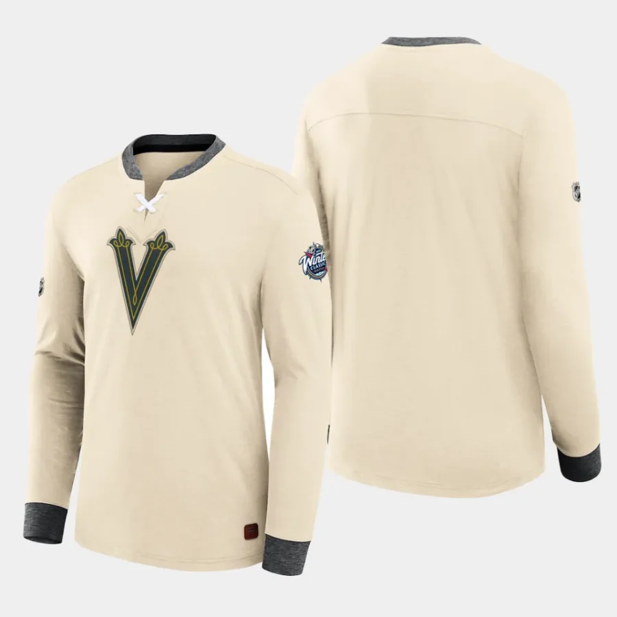 men vegas golden knights 2024 nhl winter classic cream authentic pro lace long sleeve t shirt