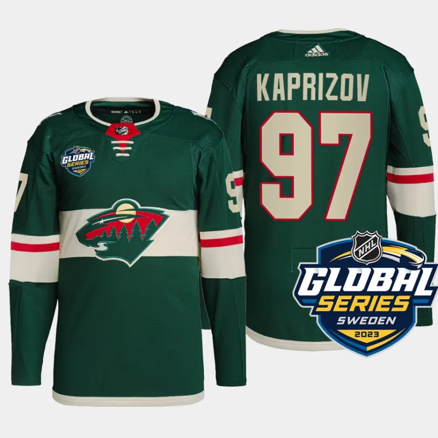 men wild kirill kaprizov authentic 2023 nhl global series sweden green jersey