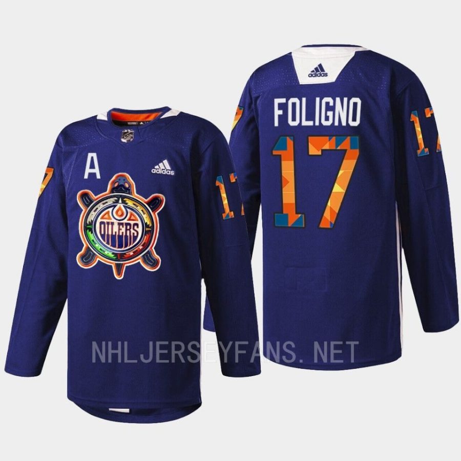 men wild marcus foligno warmup indigenous celebration night 2022 navy jersey