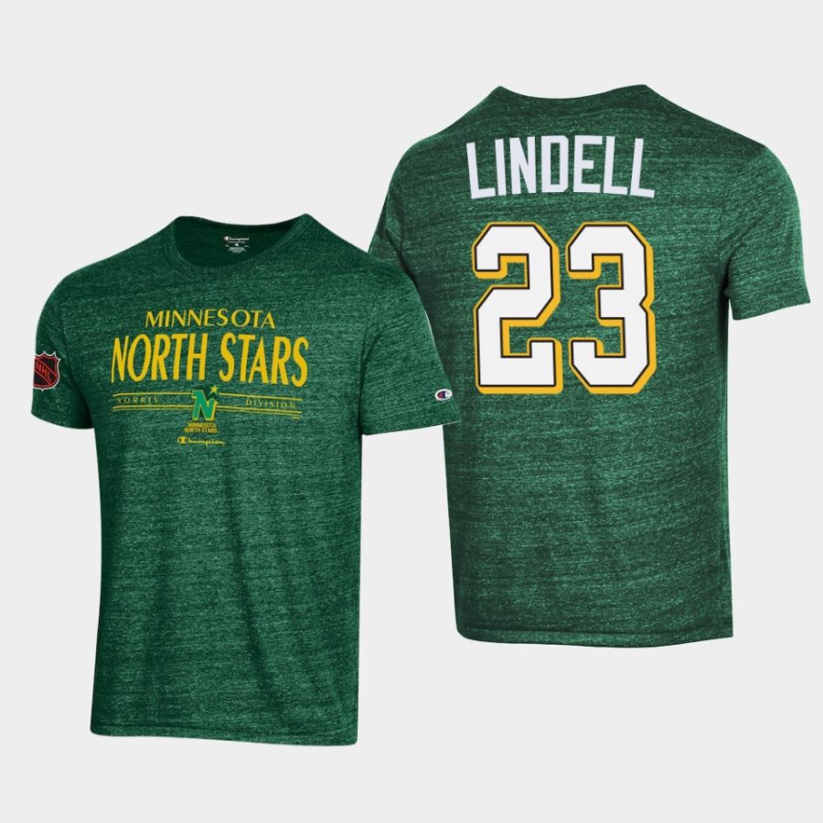 minnesota north stars esa lindell white tri blend champion t shirt