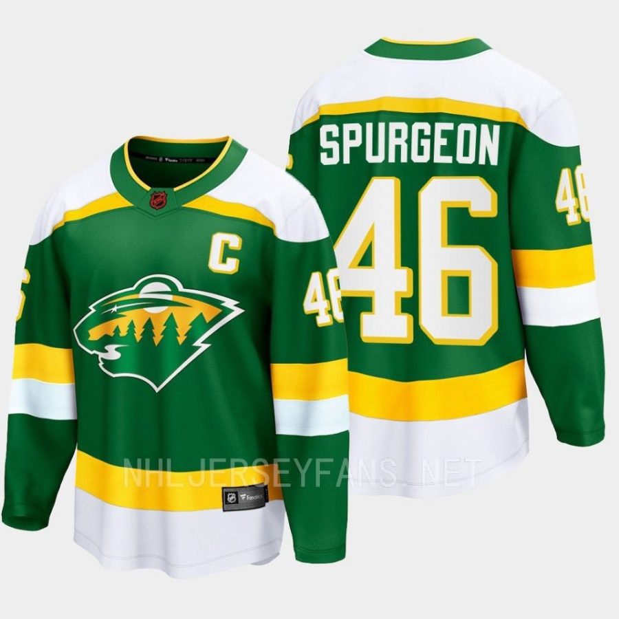 minnesota wild jared spurgeon special edition 2.0 2022 breakaway retro jersey green