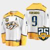 nashville predators filip forsberg 25th anniversary logo 2023 24 away jersey white