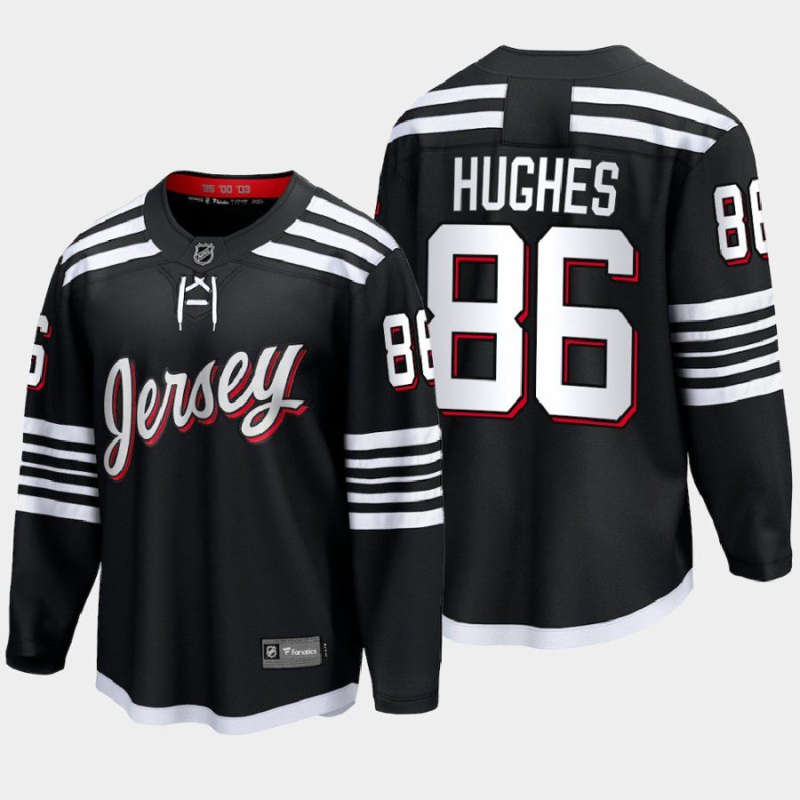 new jersey devils jack hughes alternate 2022 premier jersey black