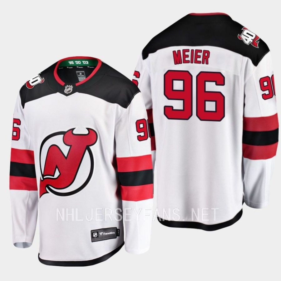 new jersey devils timo meier away breakaway player jersey white