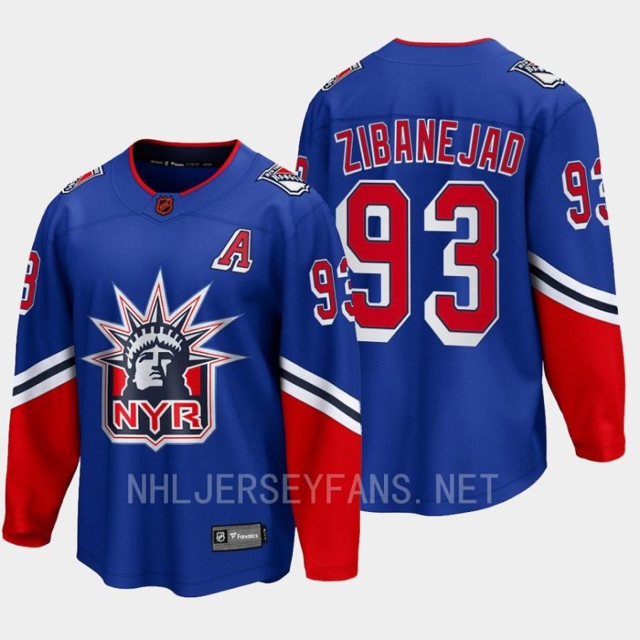 new york rangers mika zibanejad special edition 2.0 2022 breakaway retro jersey blue