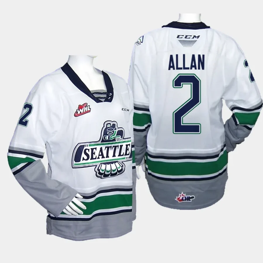 nolan allan seattle thunderbirds white 2023 whl championship replica jersey