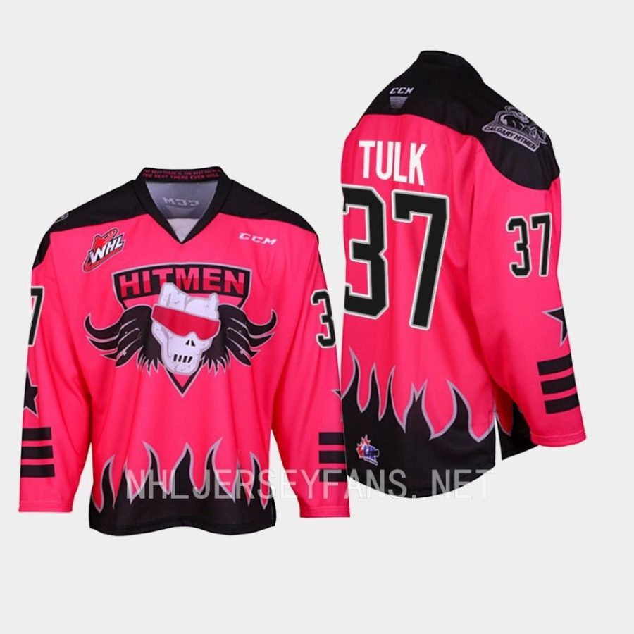 oliver tulk whl hitmen pink 2023 bret hart themed three count jersey