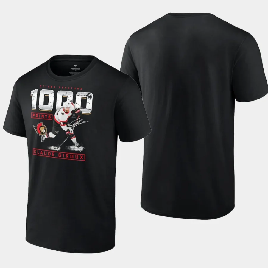 ottawa senators claude giroux black 1000 career points t shirt