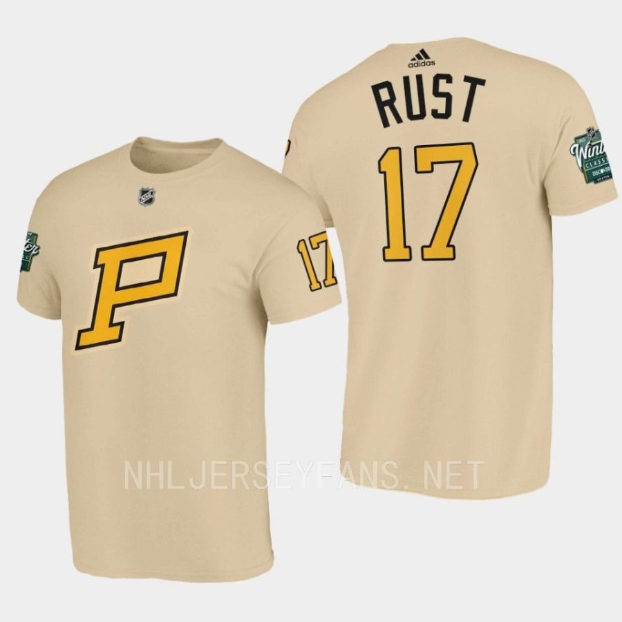 penguins bryan rust cream 2023 winter classic primary logo t shirt