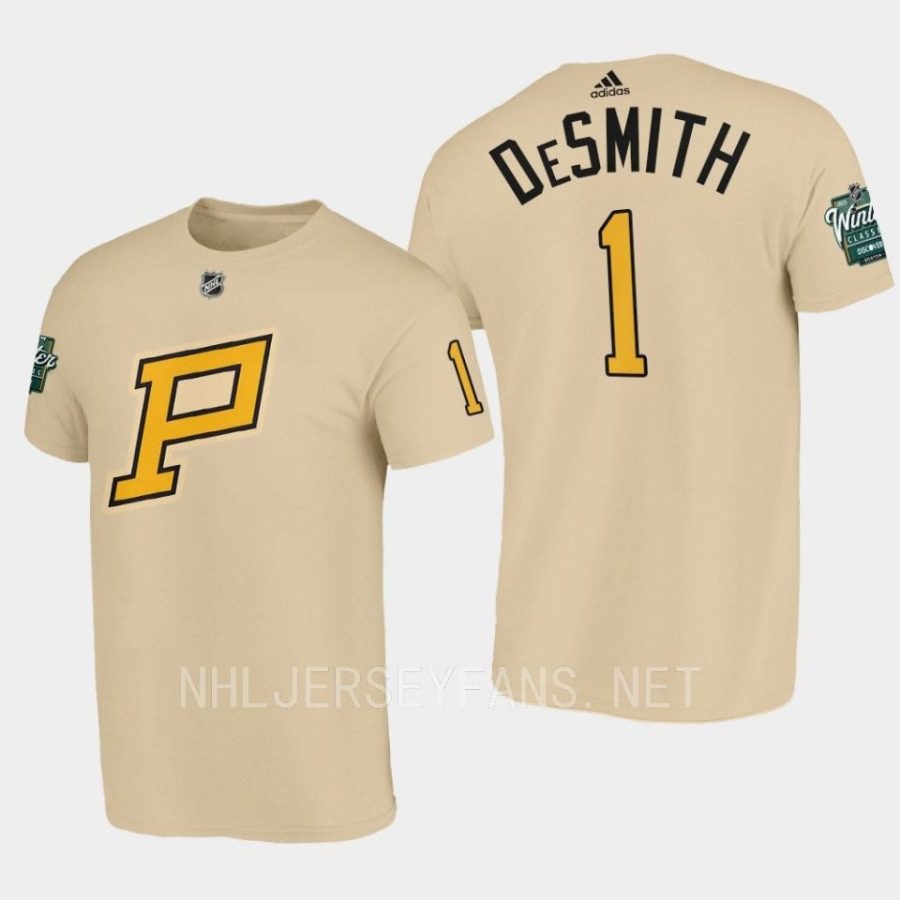 penguins casey desmith cream 2023 winter classic primary logo t shirt