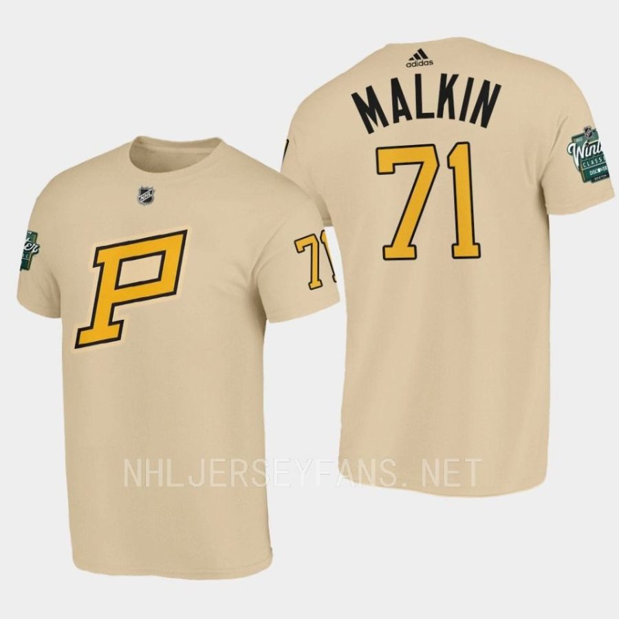 penguins evgeni malkin cream 2023 winter classic primary logo t shirt