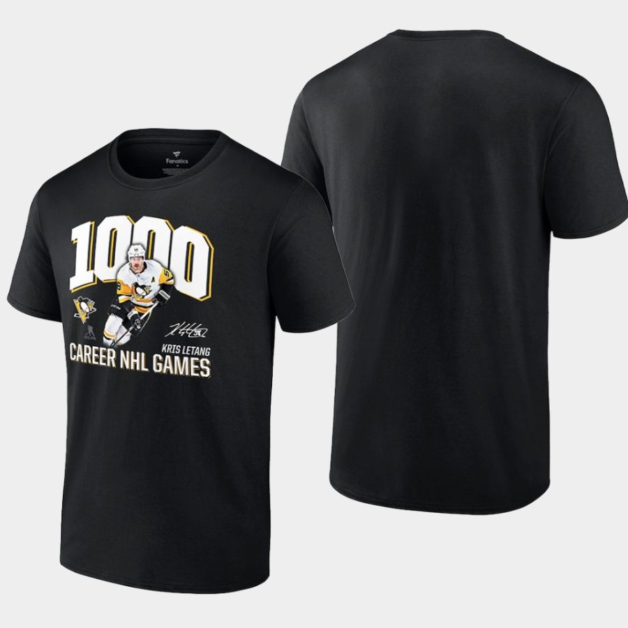 penguins kris letang black 1000 career games t shirt