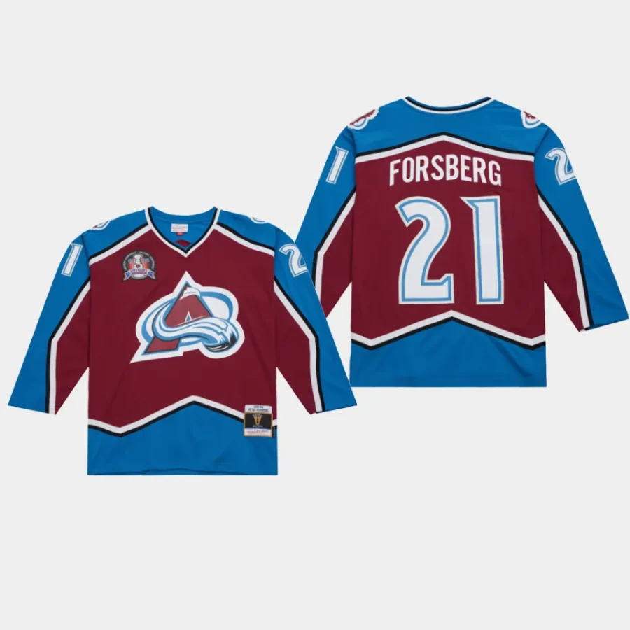 peter forsberg avalanche burgundy blue line 1995 throwback jersey