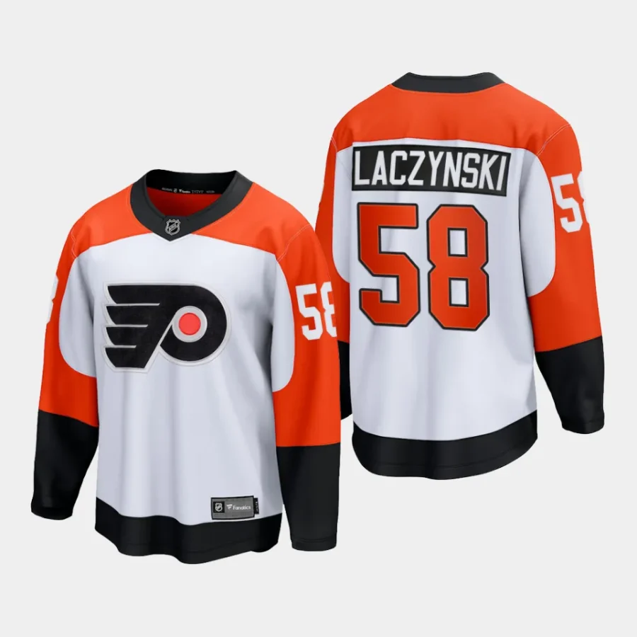 philadelphia flyers tanner laczynski away 2023 24 premier breakaway player jersey white