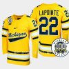 philippe lapointe michigan wolverines maize 100th anniversary hockey jersey