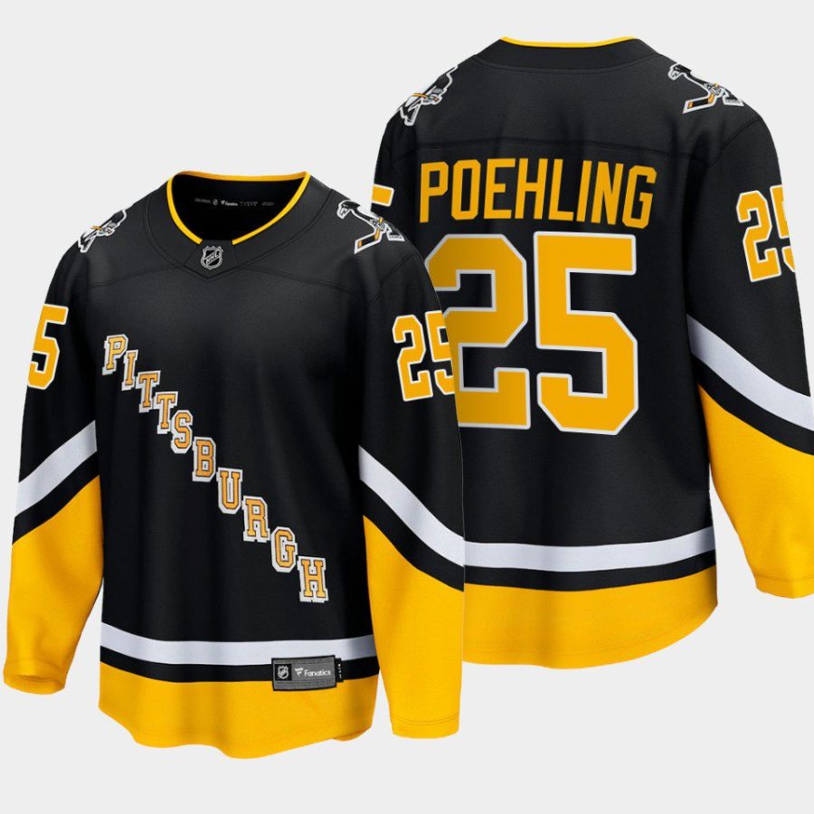 pittsburgh penguins ryan poehling alternate 2022 breakaway player jersey black