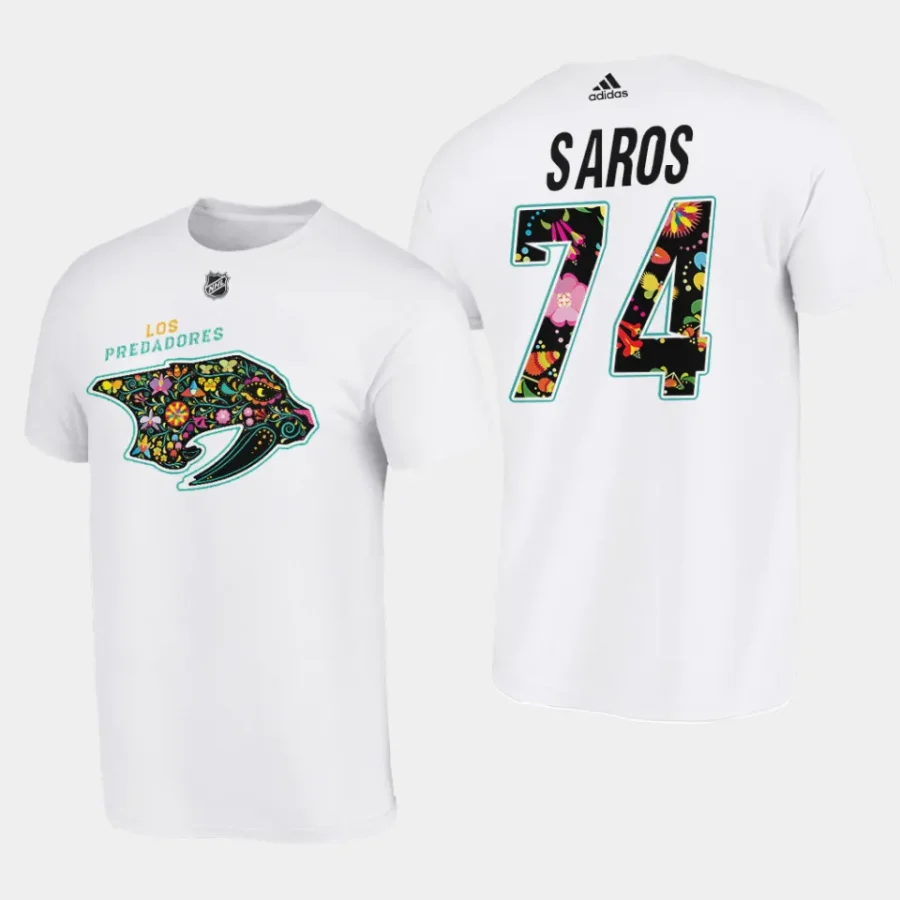 predators juuse saros white 2023 hispanic heritage latina t shirt