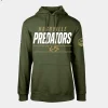 predators men olive podium fleece pullover hoodie