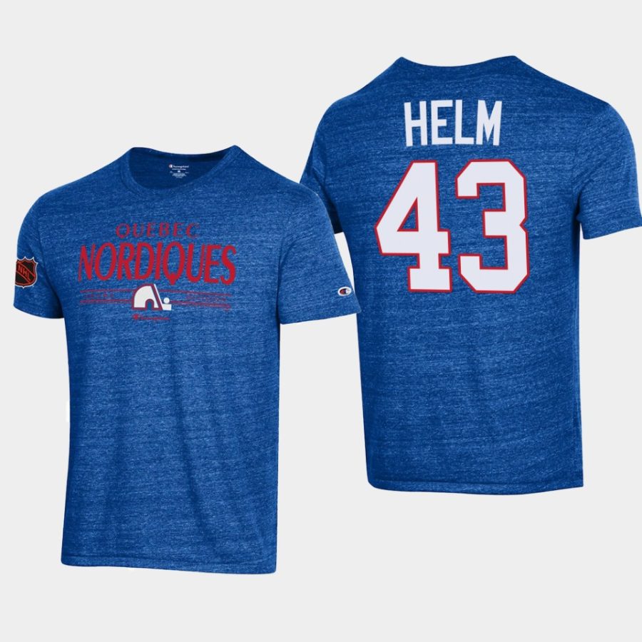 quebec nordiques darren helm blue champion tri blend t shirt