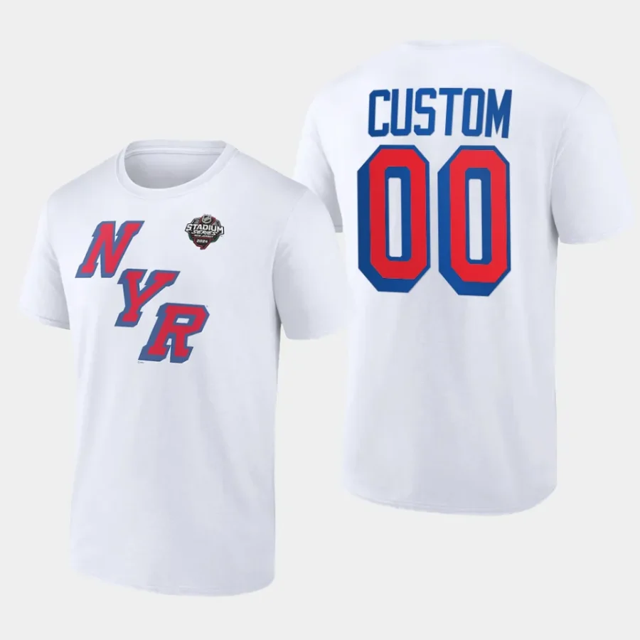 rangers custom white 2024 nhl stadium series logo t shirt