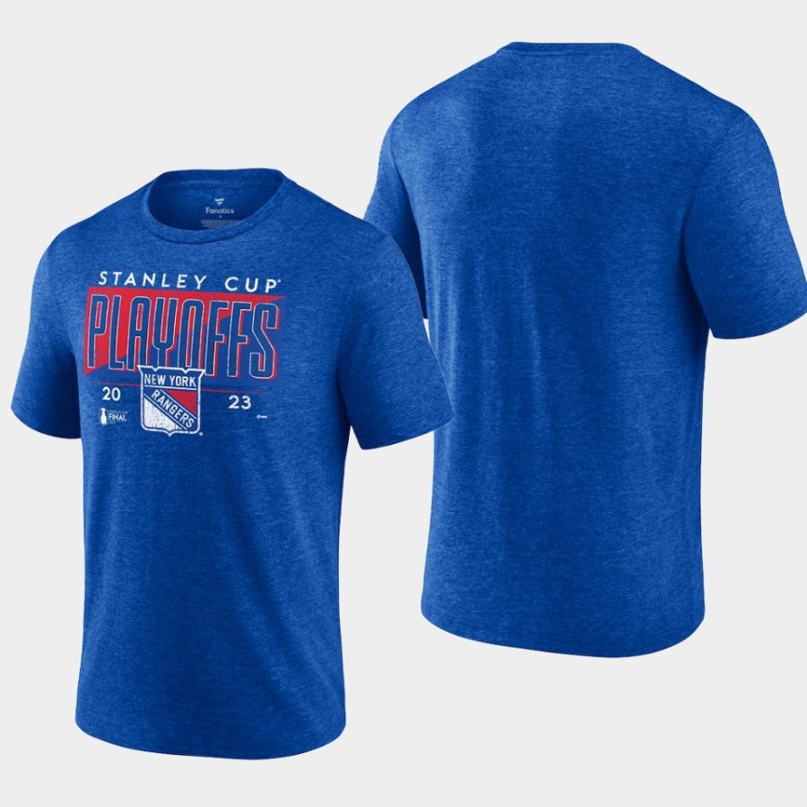 rangers royal 2023 nhl stanley cup playoffs tri blend t shirt