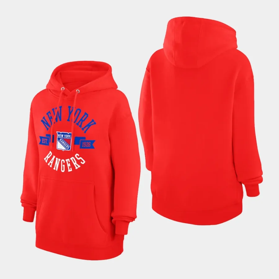 rangers women red city graphic fleece pullover hoodie