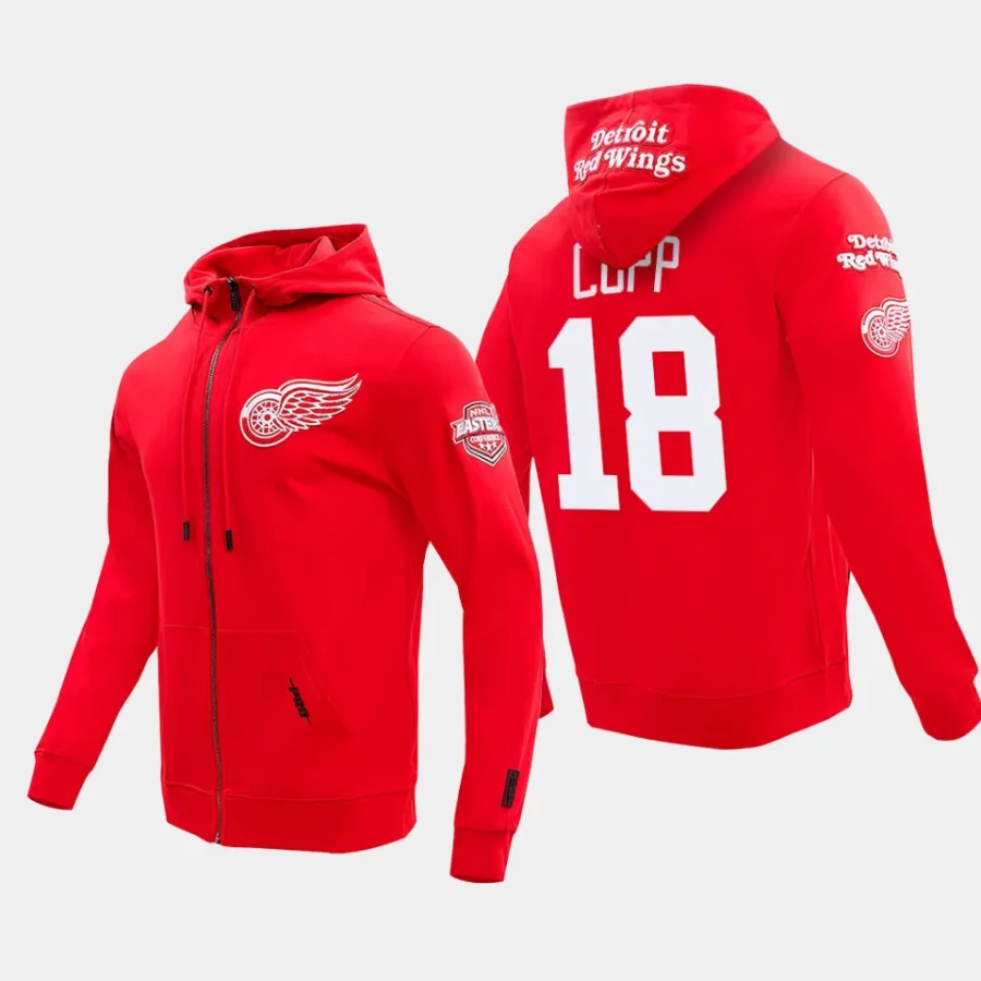 red wings andrew copp red classic chenille full zip jacket hoodie