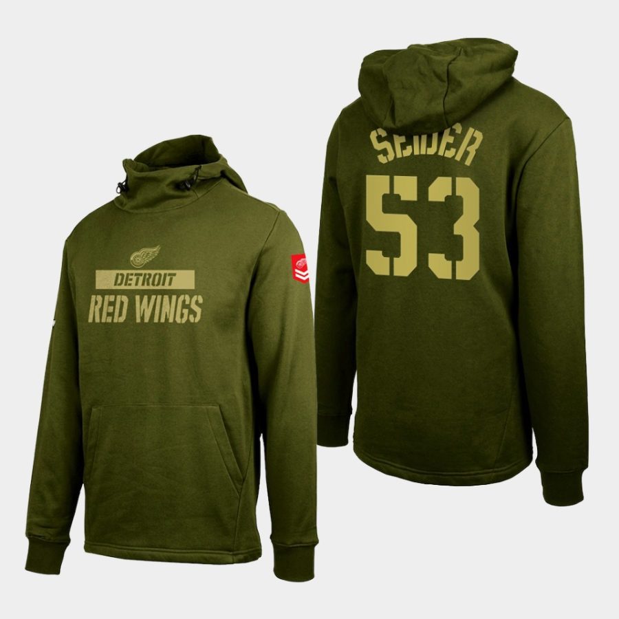 red wings moritz seider olive thrive levelwear pullover hoodie