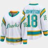 san jose sharks andreas johnsson special edition 2.0 2022 breakaway player retro jersey white